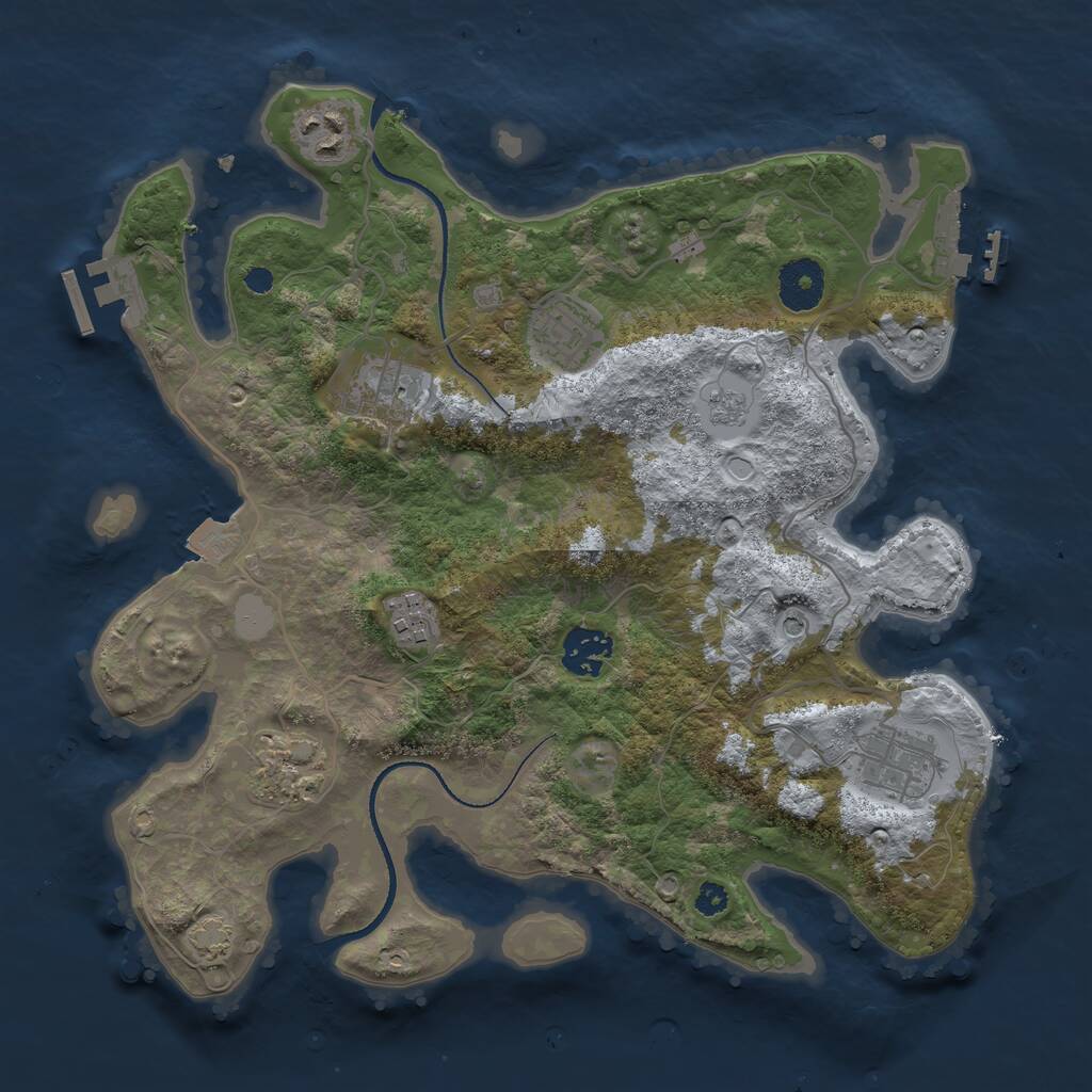 Rust Map: Procedural Map, Size: 3300, Seed: 872171443, 13 Monuments