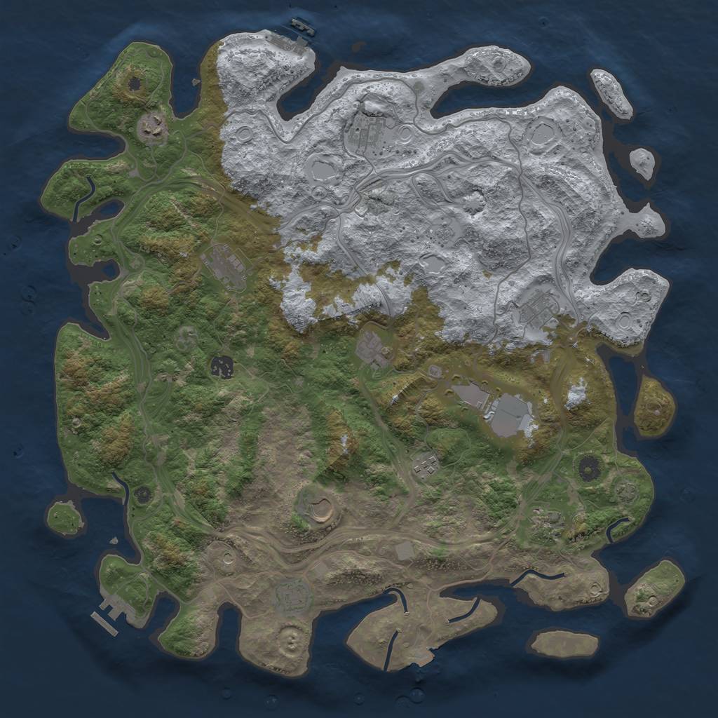 Rust Map: Procedural Map, Size: 4500, Seed: 302079301, 19 Monuments