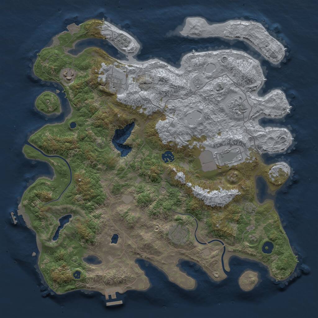 Rust Map: Procedural Map, Size: 4000, Seed: 2568974, 13 Monuments