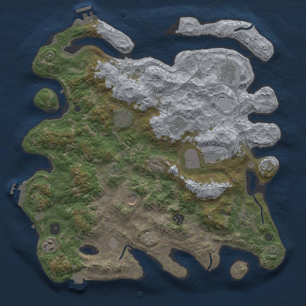 Rust Map: Procedural Map, Size: 4000, Seed: 2568974, 17 Monuments