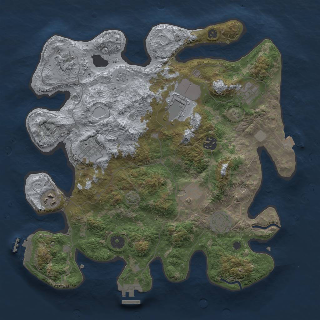 Rust Map: Procedural Map, Size: 3500, Seed: 393520454, 16 Monuments