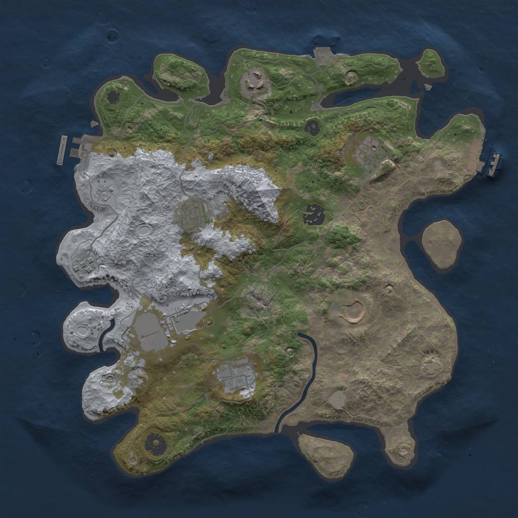 Rust Map: Procedural Map, Size: 3500, Seed: 1300390113, 15 Monuments