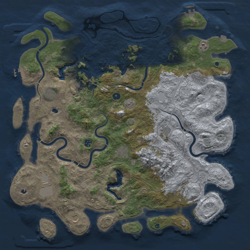 Rust Map: Procedural Map, Size: 5000, Seed: 1819350291, 17 Monuments