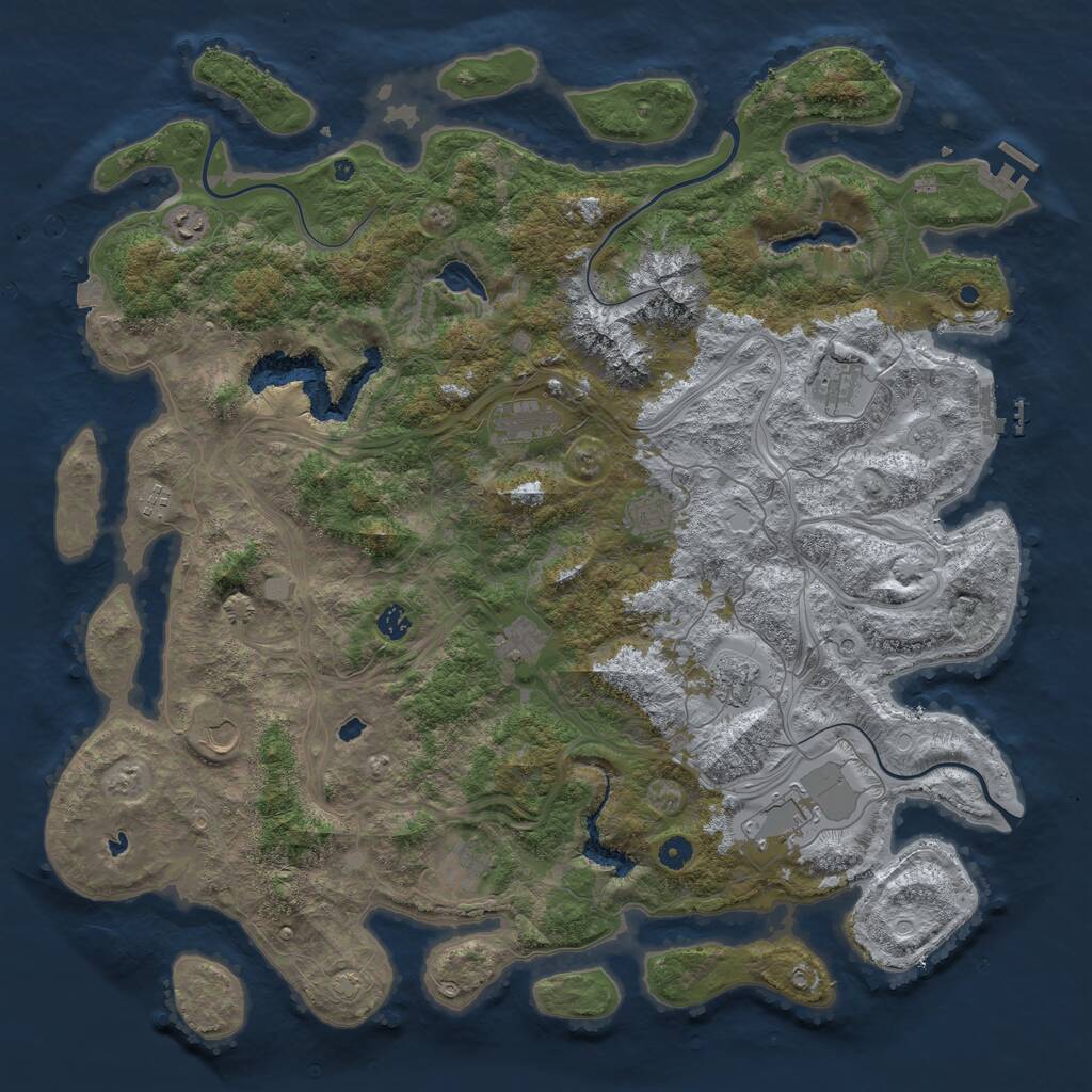 Rust Map: Procedural Map, Size: 5000, Seed: 1819350291, 17 Monuments