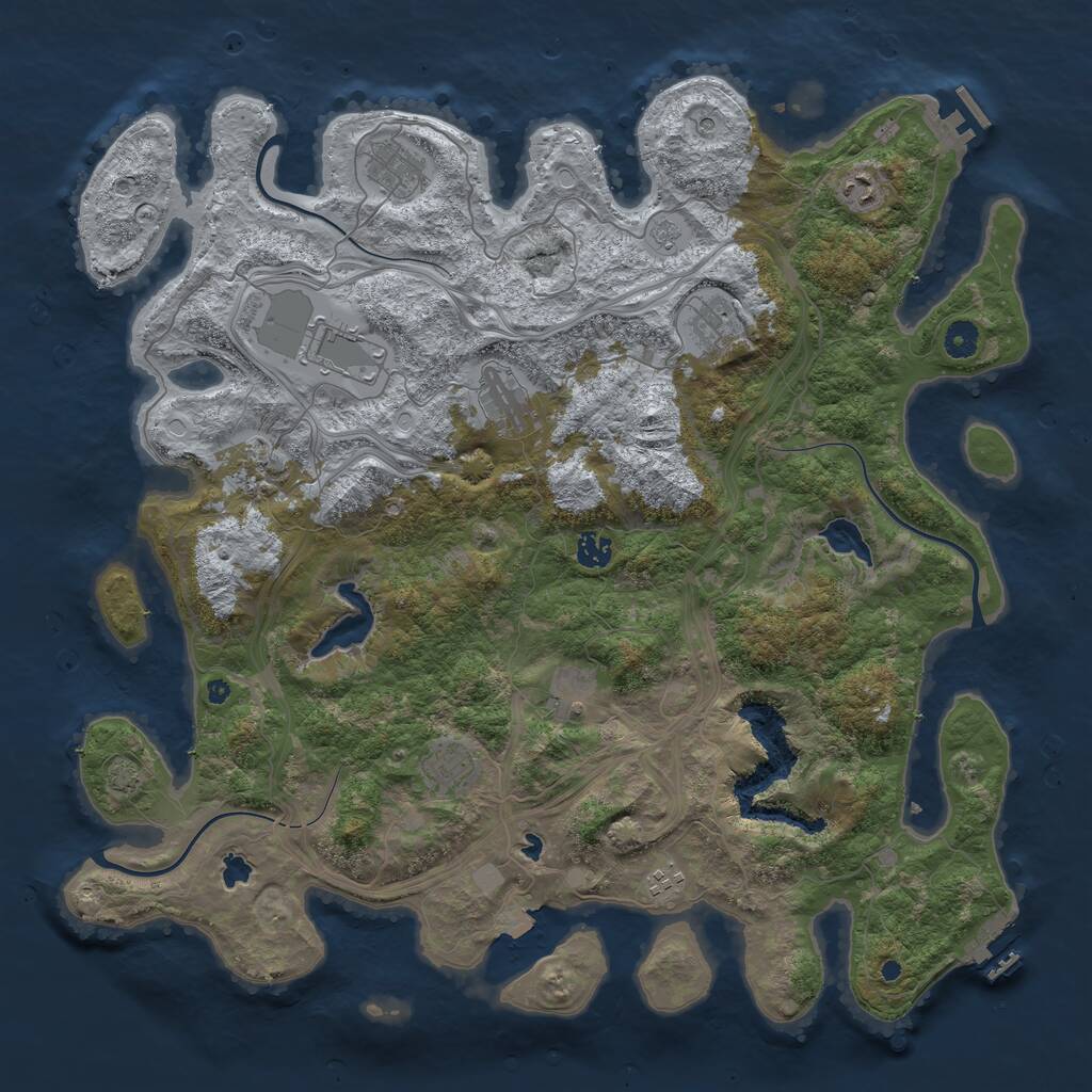 Rust Map: Procedural Map, Size: 4500, Seed: 53857635, 16 Monuments