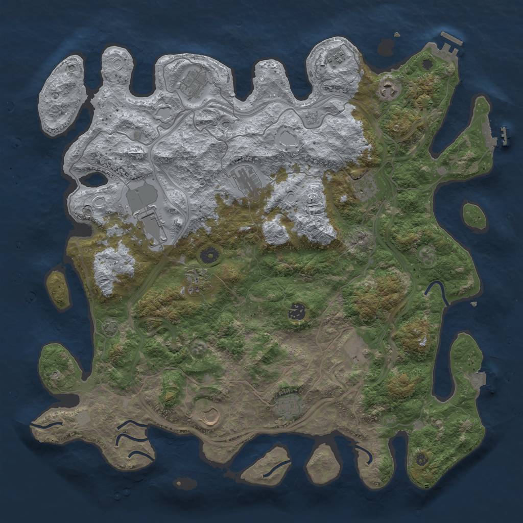 Rust Map: Procedural Map, Size: 4500, Seed: 53857635, 19 Monuments