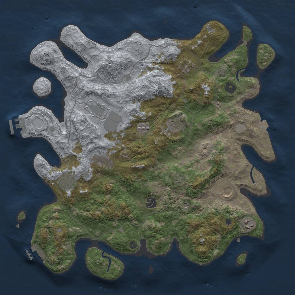 Rust Map: Procedural Map, Size: 4000, Seed: 1255755025, 17 Monuments