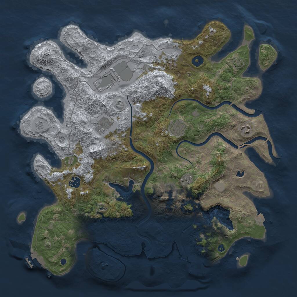 Rust Map: Procedural Map, Size: 4000, Seed: 1255755025, 14 Monuments