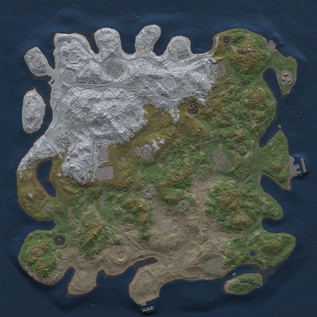 Rust Map: Procedural Map, Size: 4500, Seed: 1349594183, 19 Monuments