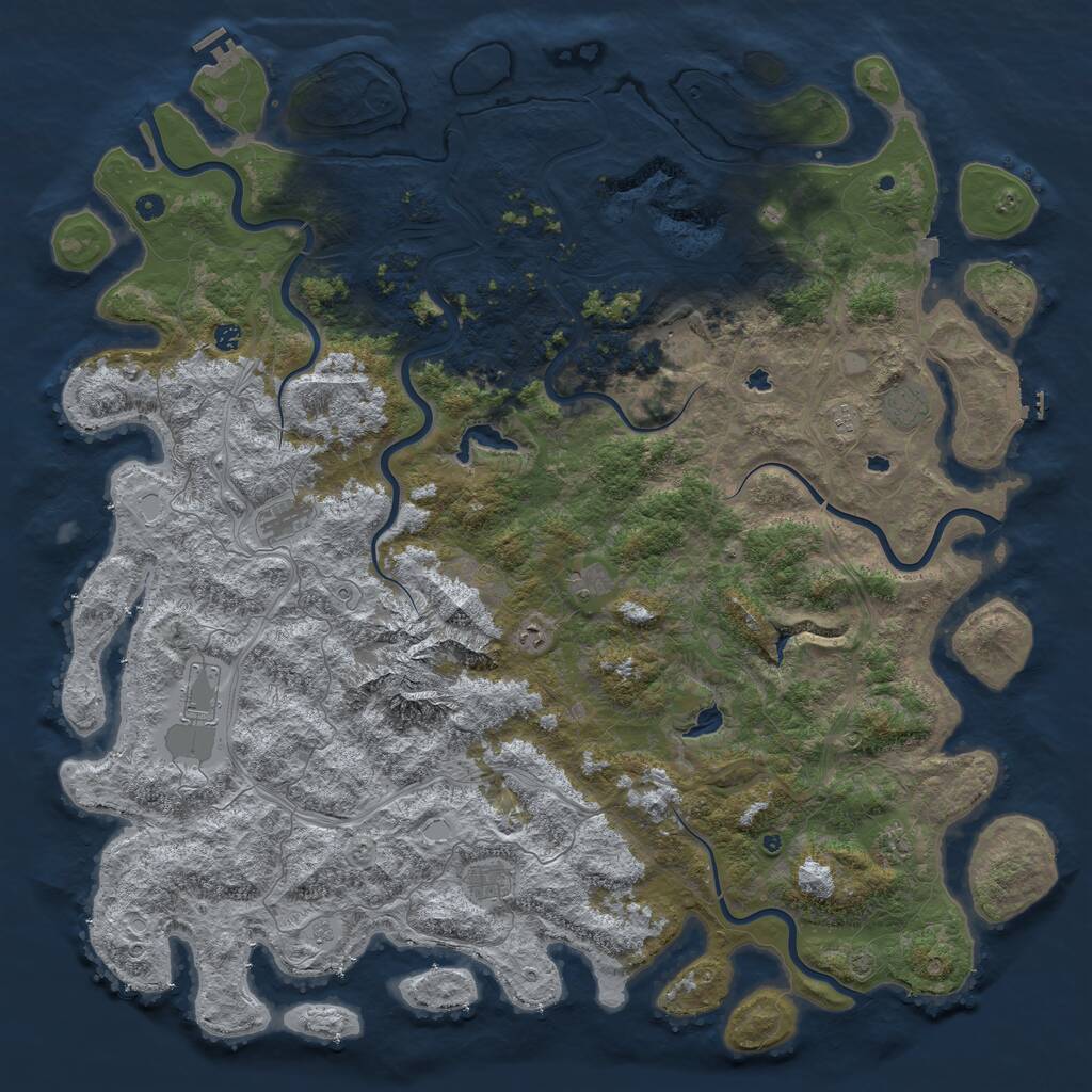 Rust Map: Procedural Map, Size: 6000, Seed: 187218058, 16 Monuments