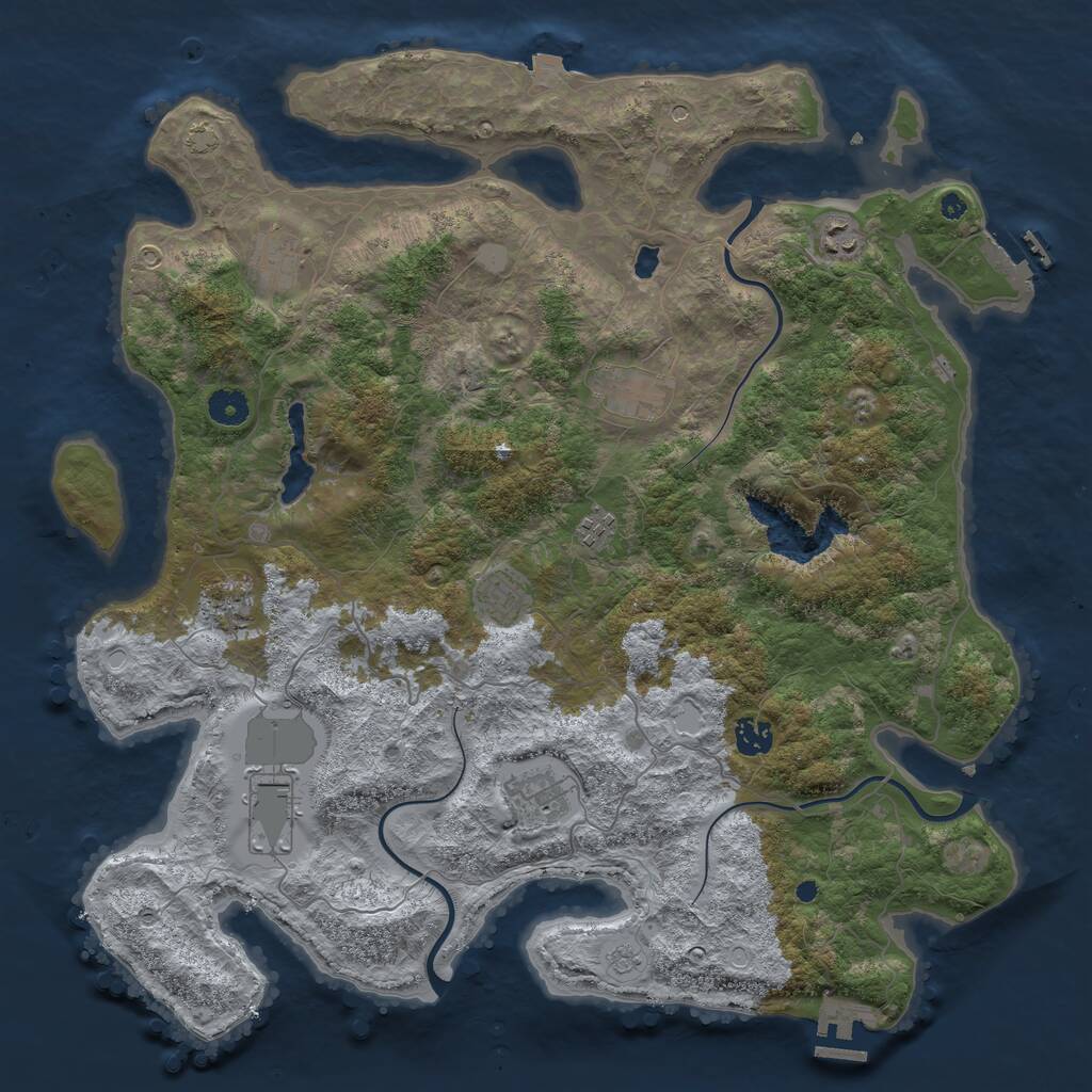 Rust Map: Procedural Map, Size: 4199, Seed: 2147483647, 15 Monuments