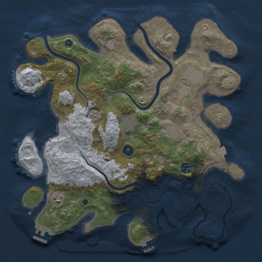 Rust Map: Procedural Map, Size: 3650, Seed: 12327985, 12 Monuments