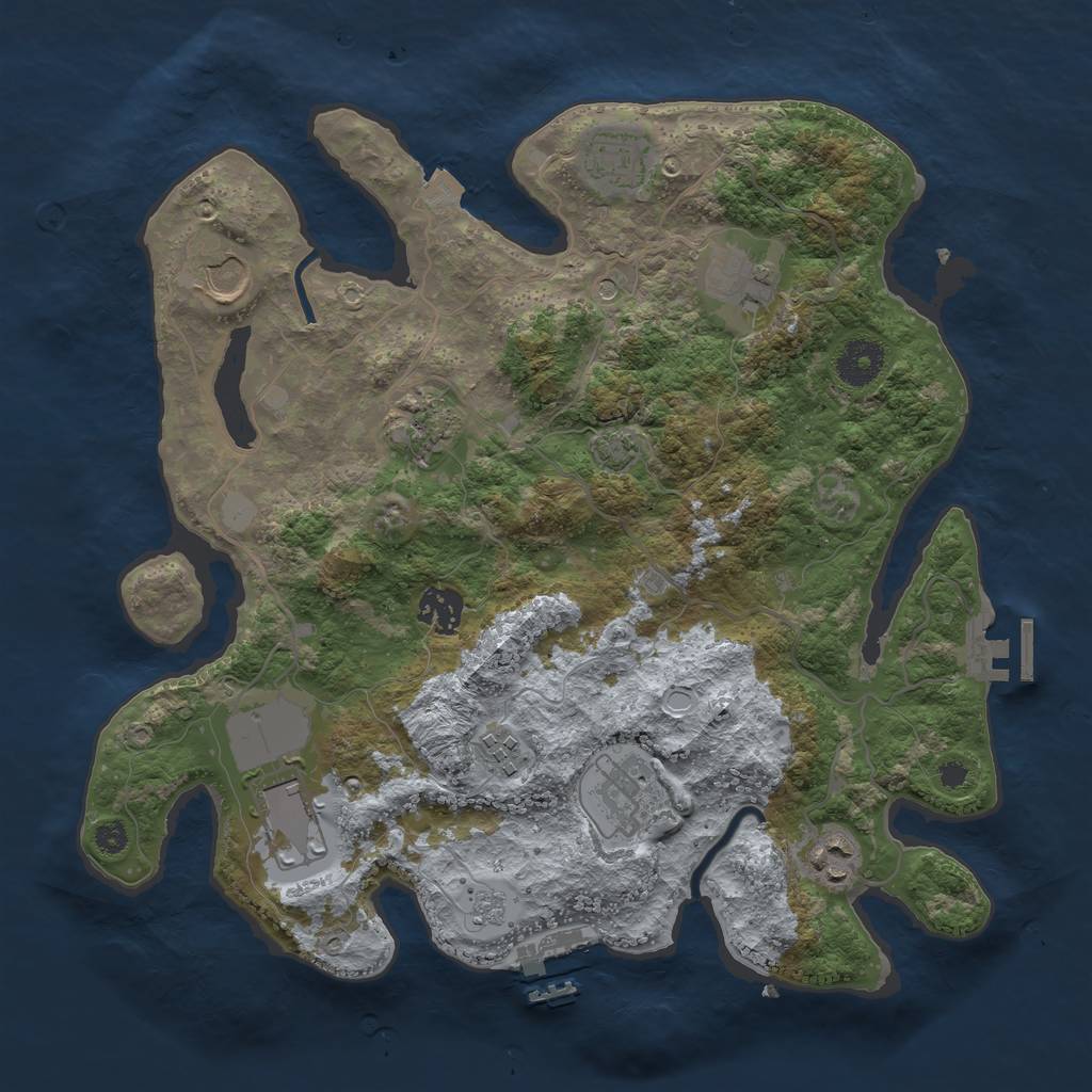 Rust Map: Procedural Map, Size: 3500, Seed: 90333493, 17 Monuments