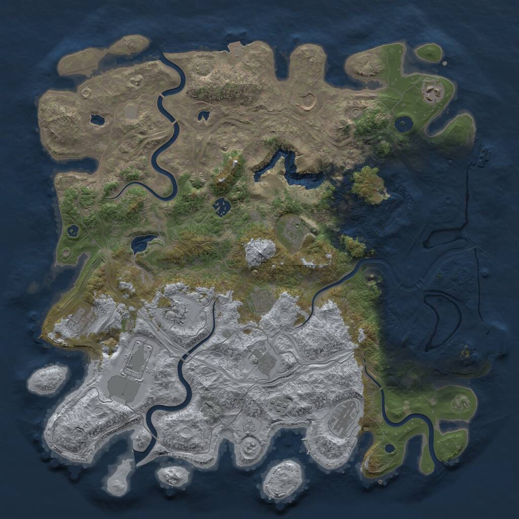 Rust Map: Procedural Map, Size: 4500, Seed: 254429924, 17 Monuments