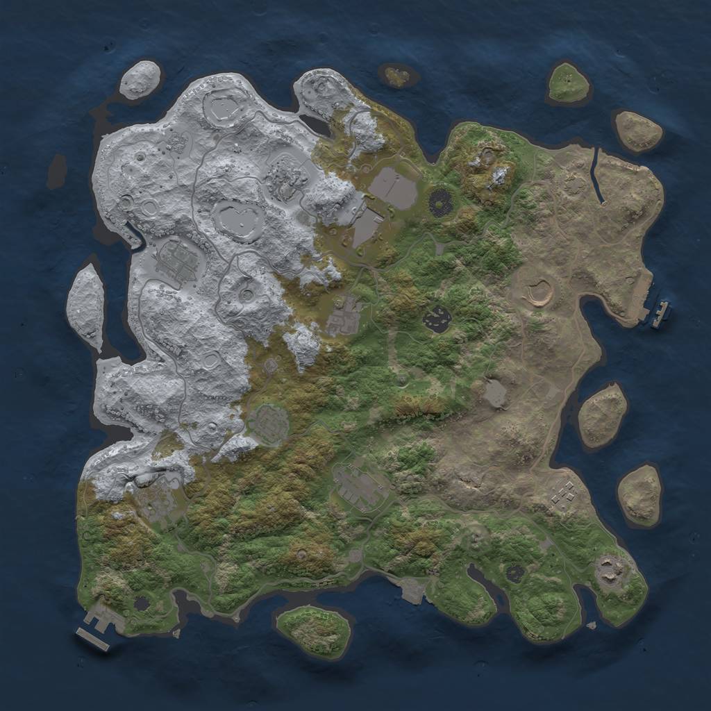 Rust Map: Procedural Map, Size: 4000, Seed: 223738489, 19 Monuments