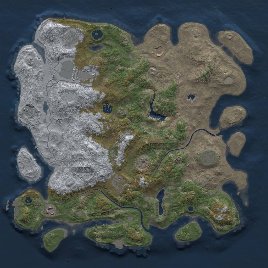 Rust Map: Procedural Map, Size: 4000, Seed: 929477726, 13 Monuments