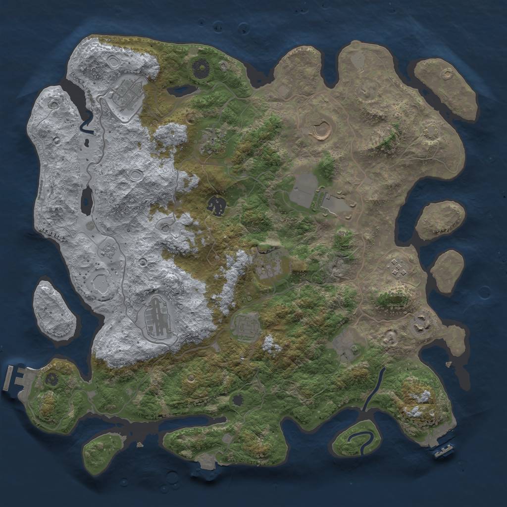 Rust Map: Procedural Map, Size: 4000, Seed: 929477726, 19 Monuments