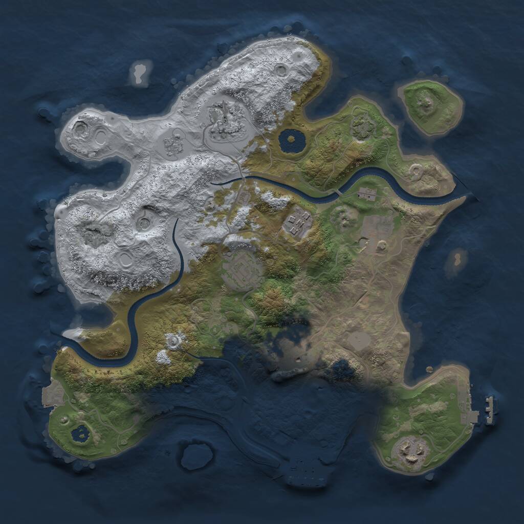 Rust Map: Procedural Map, Size: 3000, Seed: 1062360841, 12 Monuments