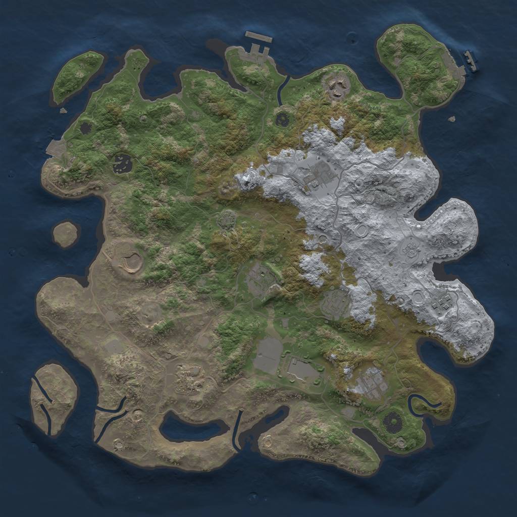 Rust Map: Procedural Map, Size: 3850, Seed: 583901934, 18 Monuments