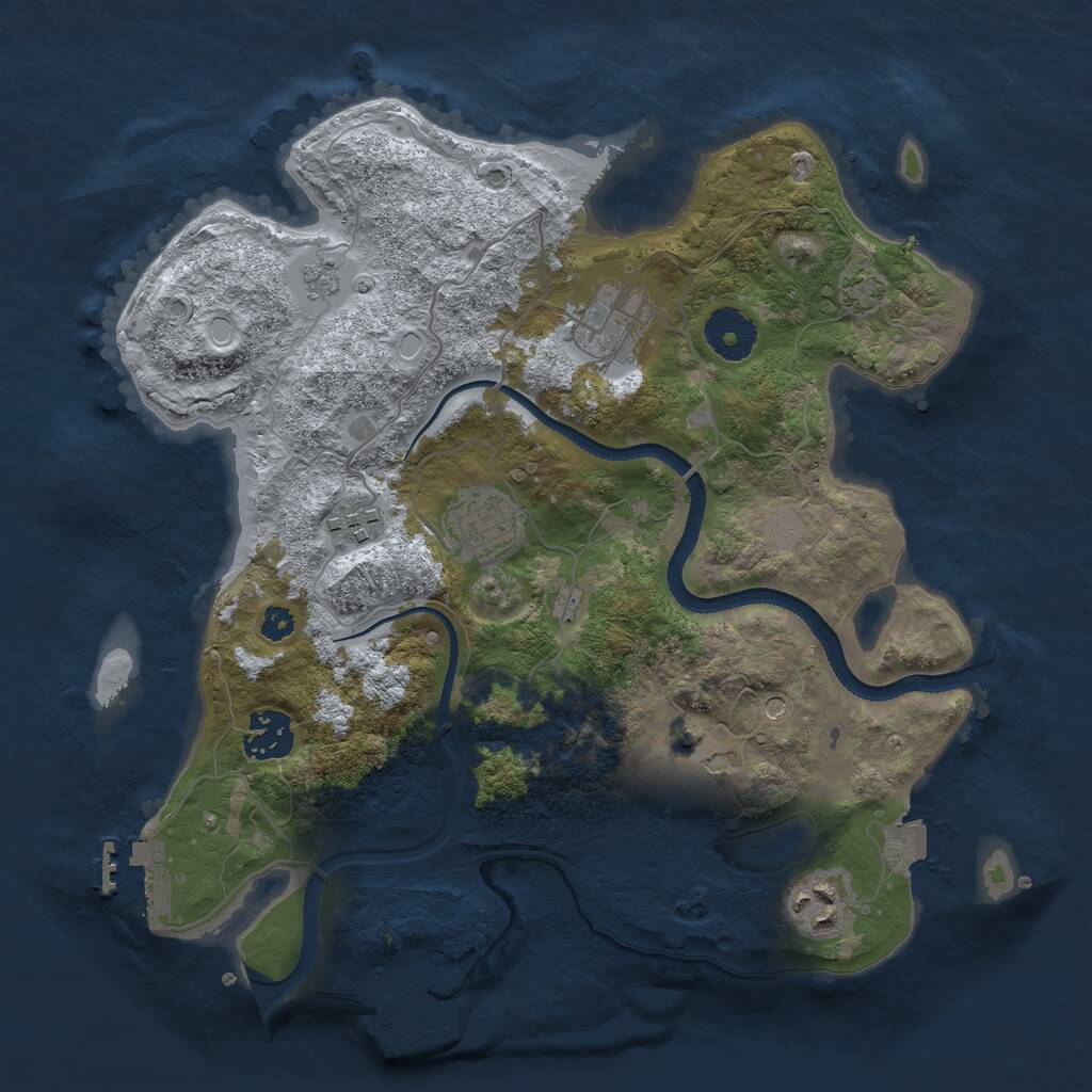 Rust Map: Procedural Map, Size: 3200, Seed: 1098029490, 12 Monuments