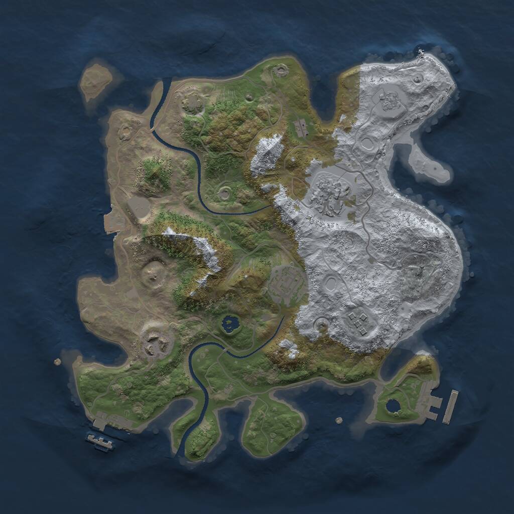 Rust Map: Procedural Map, Size: 3000, Seed: 993828994, 9 Monuments