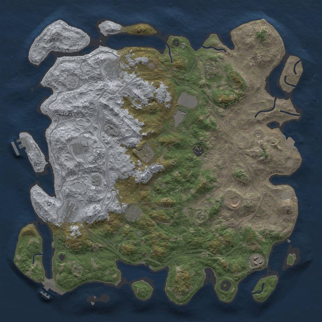 Rust Map: Procedural Map, Size: 4500, Seed: 743730, 19 Monuments