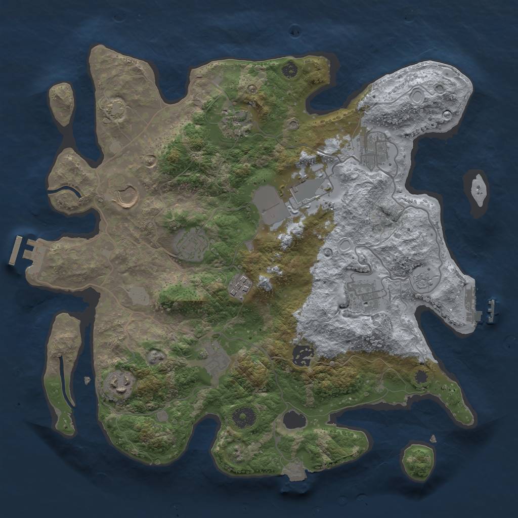 Rust Map: Procedural Map, Size: 3500, Seed: 684026651, 17 Monuments