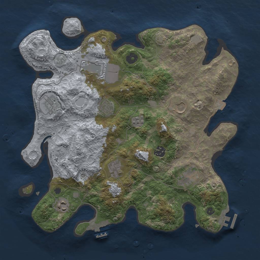 Rust Map: Procedural Map, Size: 3500, Seed: 290247076, 17 Monuments