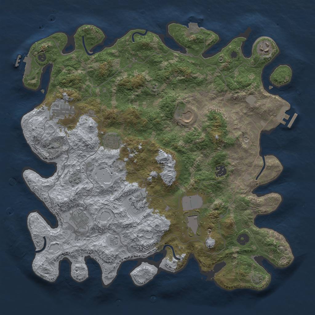 Rust Map: Procedural Map, Size: 4000, Seed: 6457, 17 Monuments