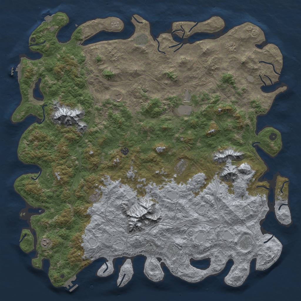 Rust Map: Procedural Map, Size: 6000, Seed: 958429871, 19 Monuments