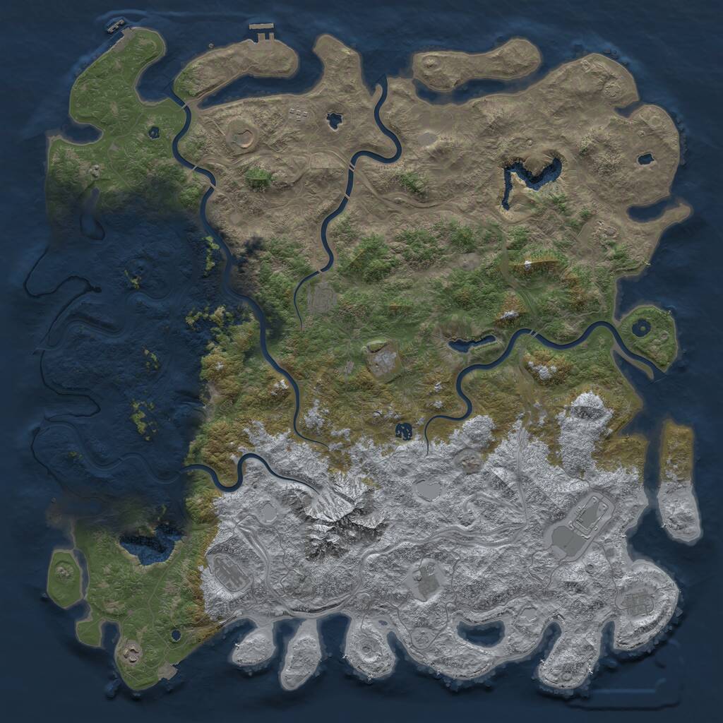 Rust Map: Procedural Map, Size: 6000, Seed: 958429871, 17 Monuments