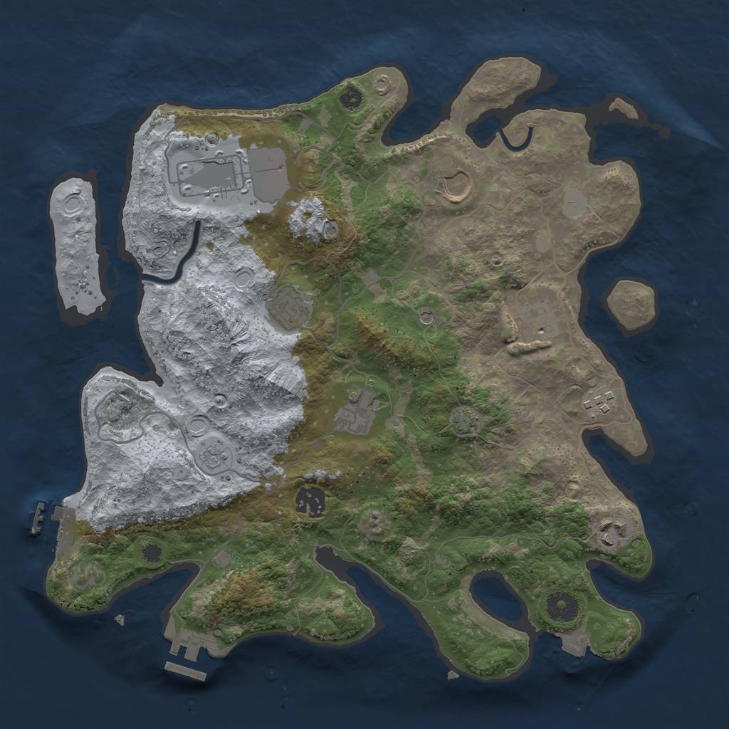 Rust Map: Procedural Map, Size: 3500, Seed: 1369678631, 16 Monuments