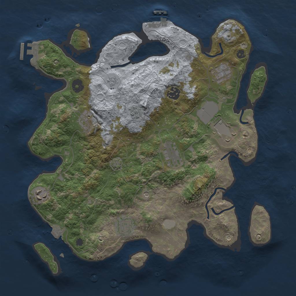 Rust Map: Procedural Map, Size: 3500, Seed: 46747823, 16 Monuments