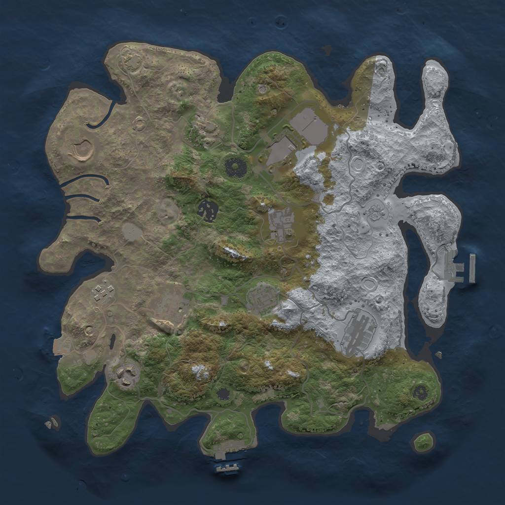 Rust Map: Procedural Map, Size: 3500, Seed: 514196547, 17 Monuments