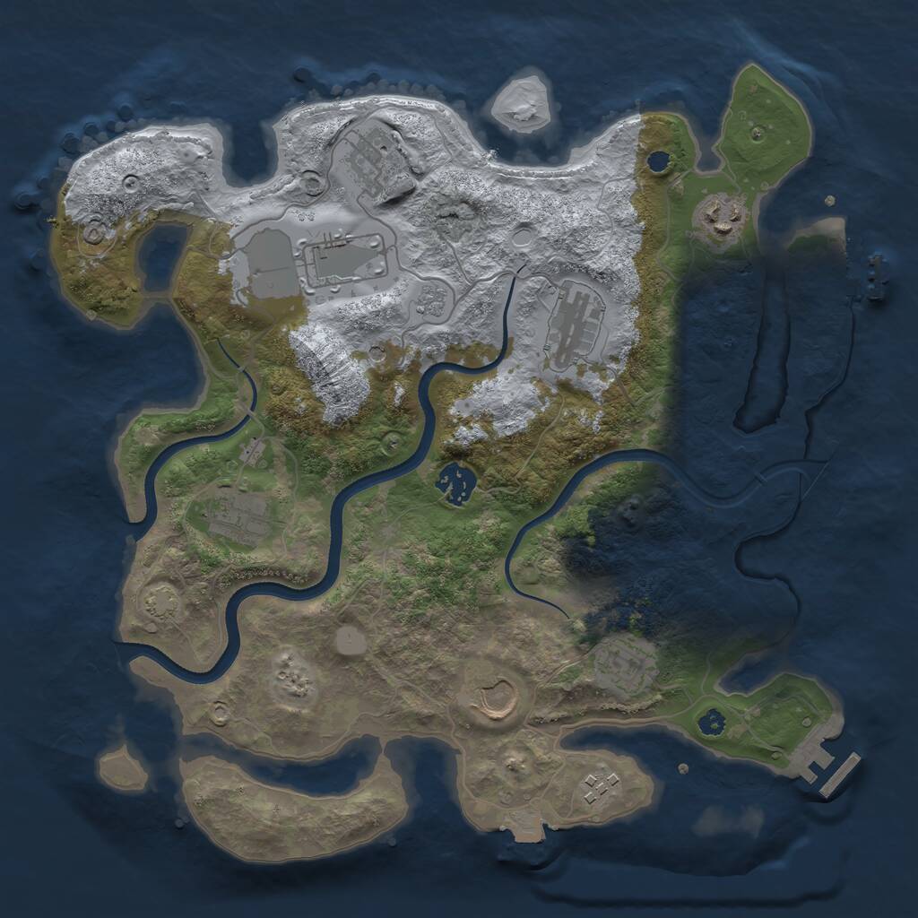 Rust Map: Procedural Map, Size: 3500, Seed: 1454867775, 15 Monuments
