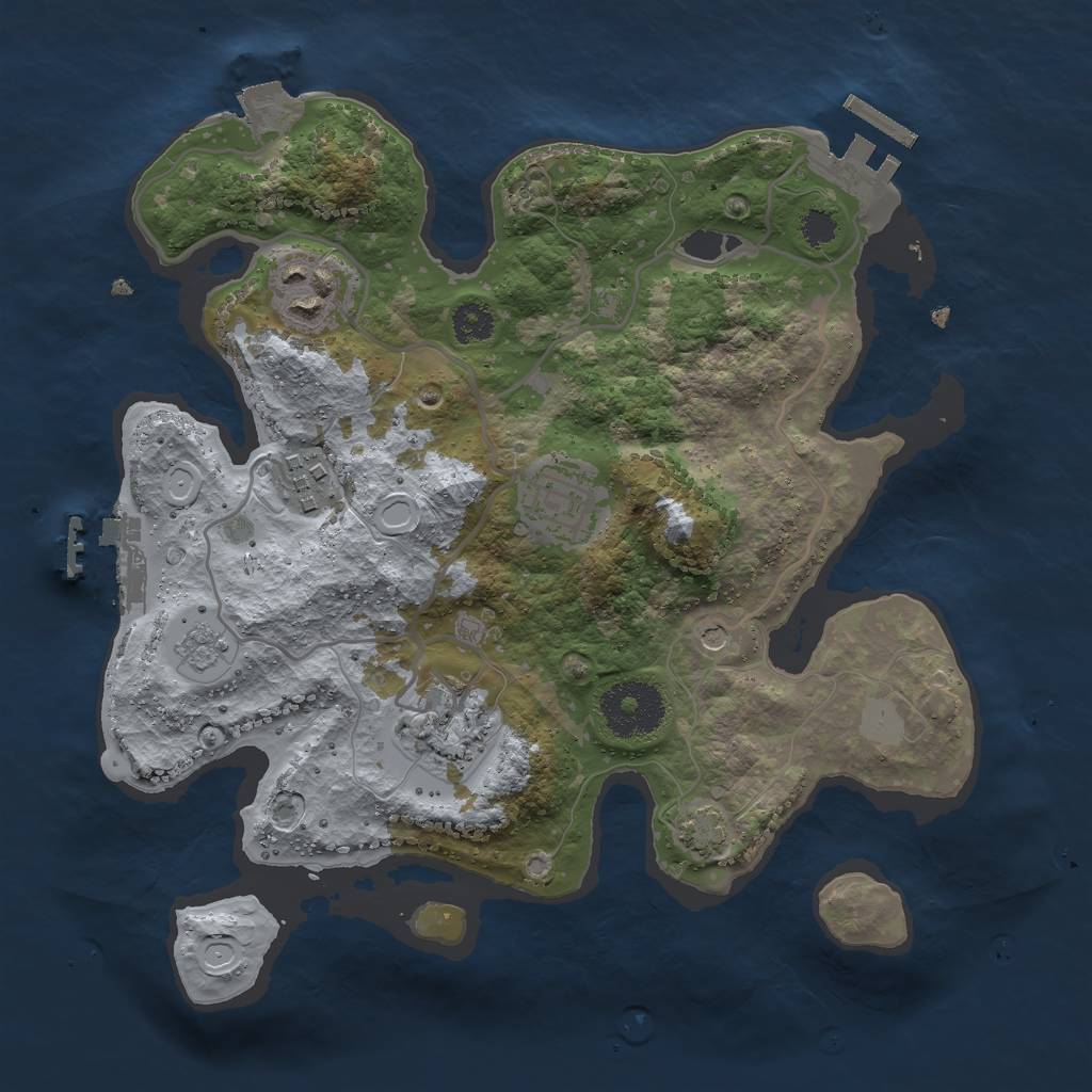 Rust Map: Procedural Map, Size: 2750, Seed: 1950766740, 12 Monuments