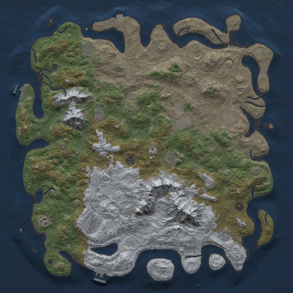 Rust Map: Procedural Map, Size: 5000, Seed: 455571, 19 Monuments