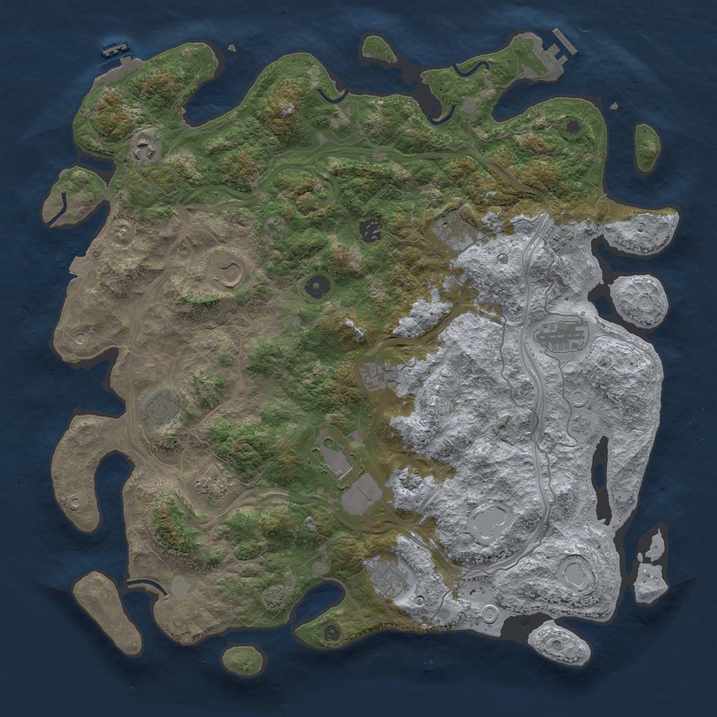 Rust Map: Procedural Map, Size: 4500, Seed: 610064110, 19 Monuments