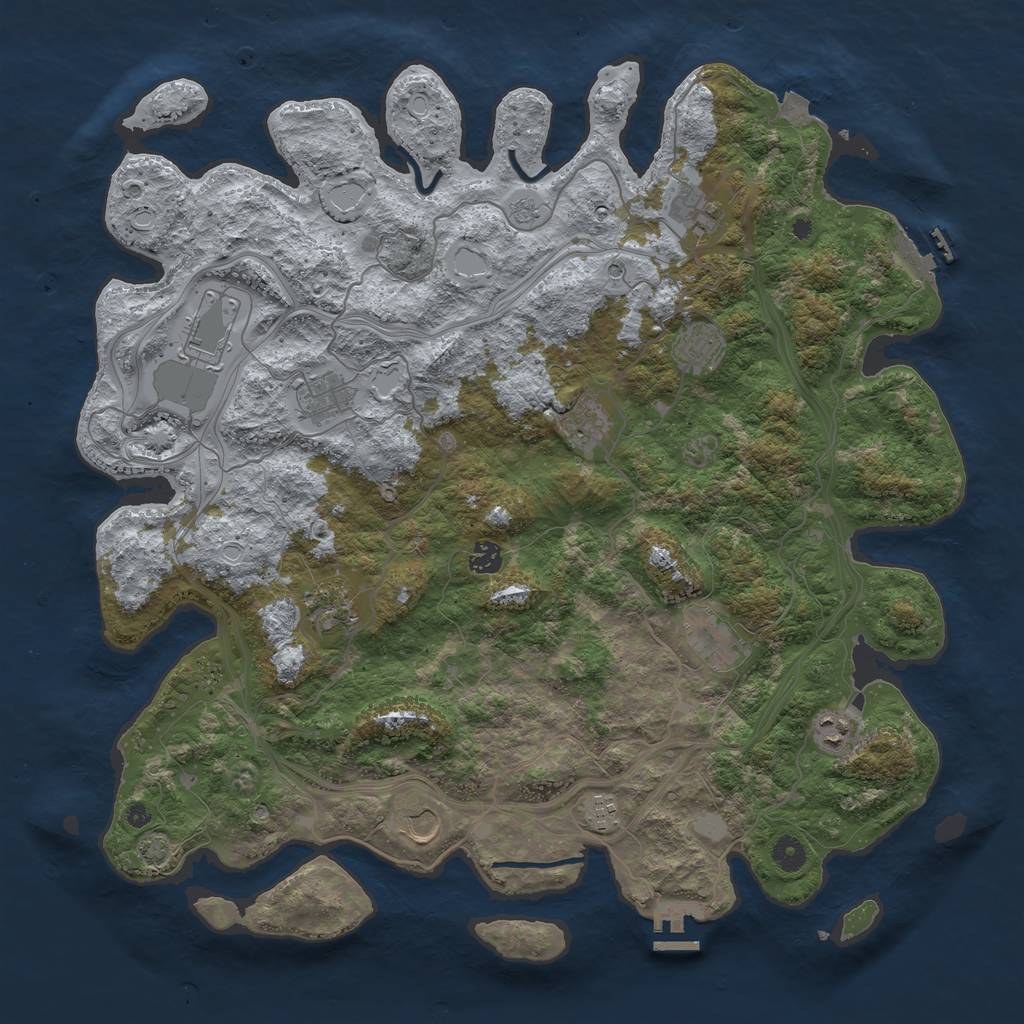 Rust Map: Procedural Map, Size: 4500, Seed: 1784836064, 19 Monuments