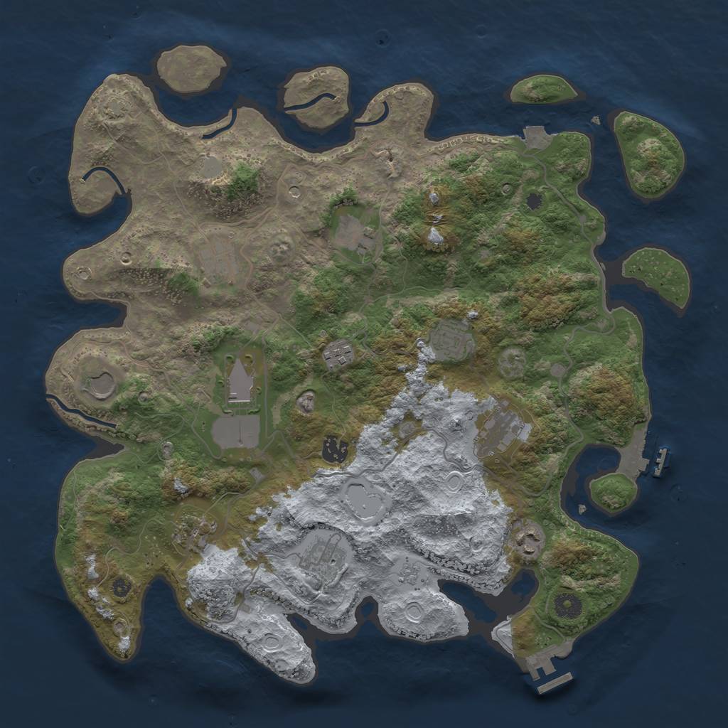 Rust Map: Procedural Map, Size: 4000, Seed: 834677711, 19 Monuments