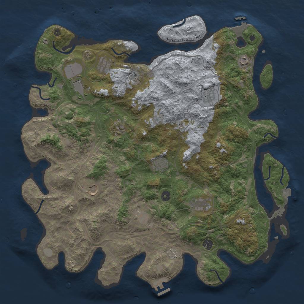 Rust Map: Procedural Map, Size: 4500, Seed: 1329760313, 19 Monuments