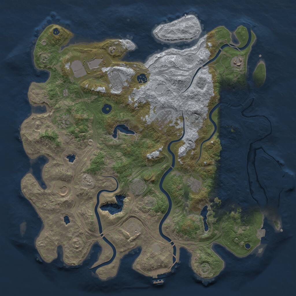 Rust Map: Procedural Map, Size: 4500, Seed: 1329760313, 17 Monuments