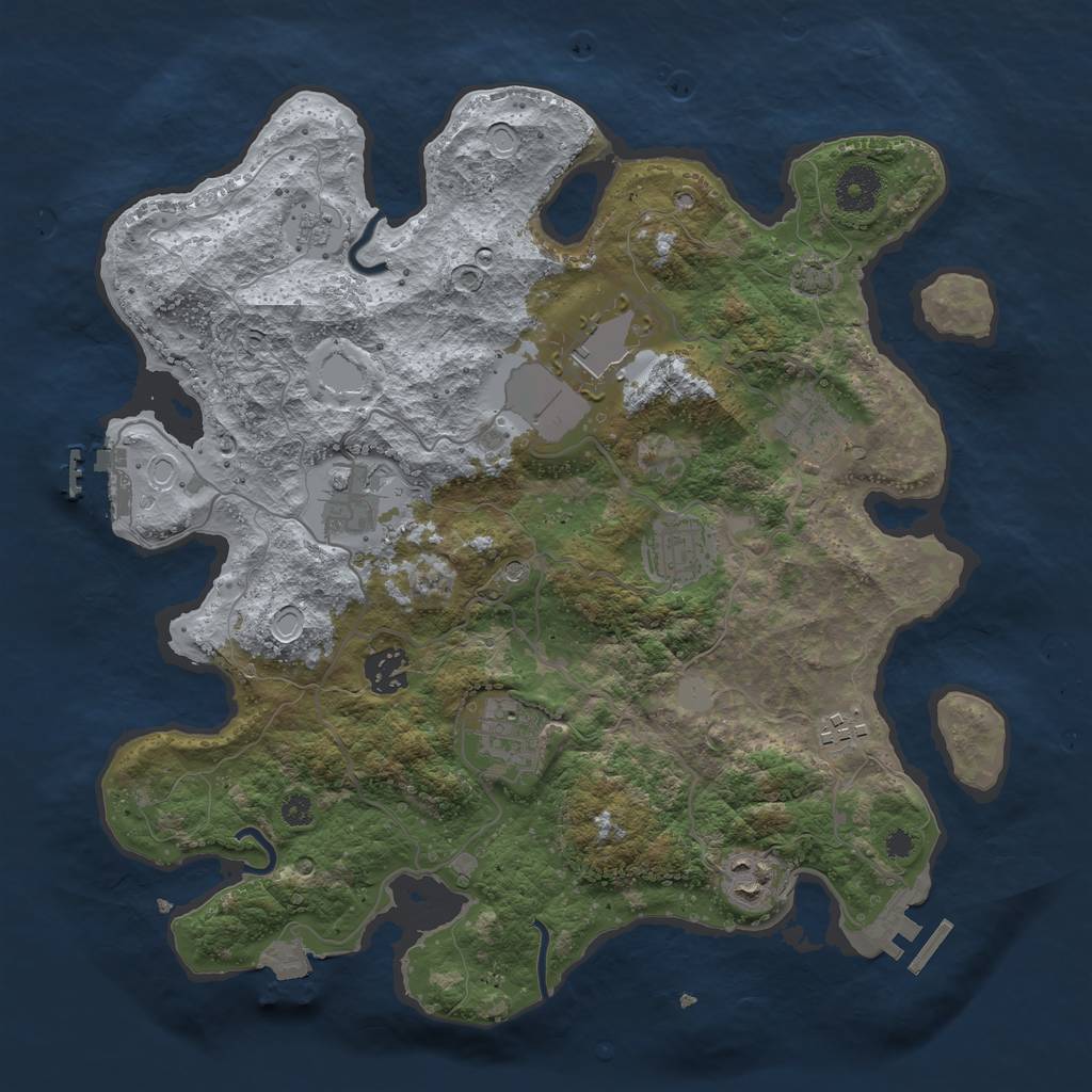 Rust Map: Procedural Map, Size: 3500, Seed: 65970650, 16 Monuments