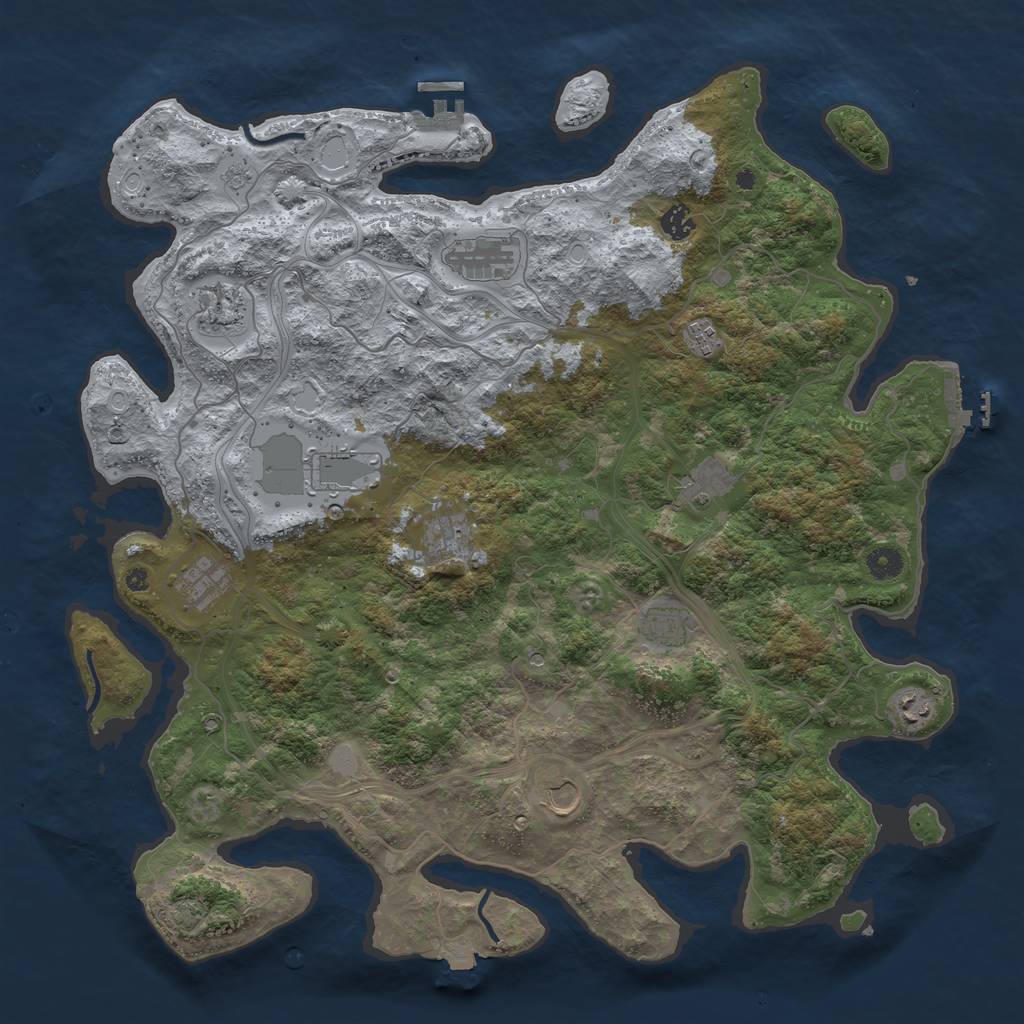 Rust Map: Procedural Map, Size: 4500, Seed: 24028010, 19 Monuments