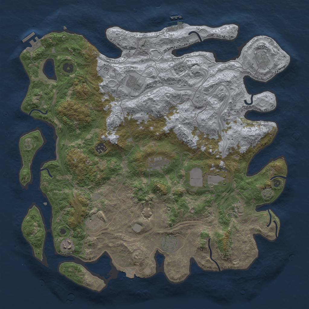 Rust Map: Procedural Map, Size: 4350, Seed: 579281375, 18 Monuments