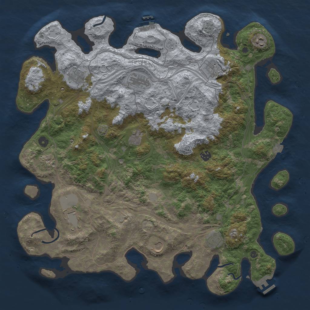 Rust Map: Procedural Map, Size: 4500, Seed: 1143138327, 19 Monuments