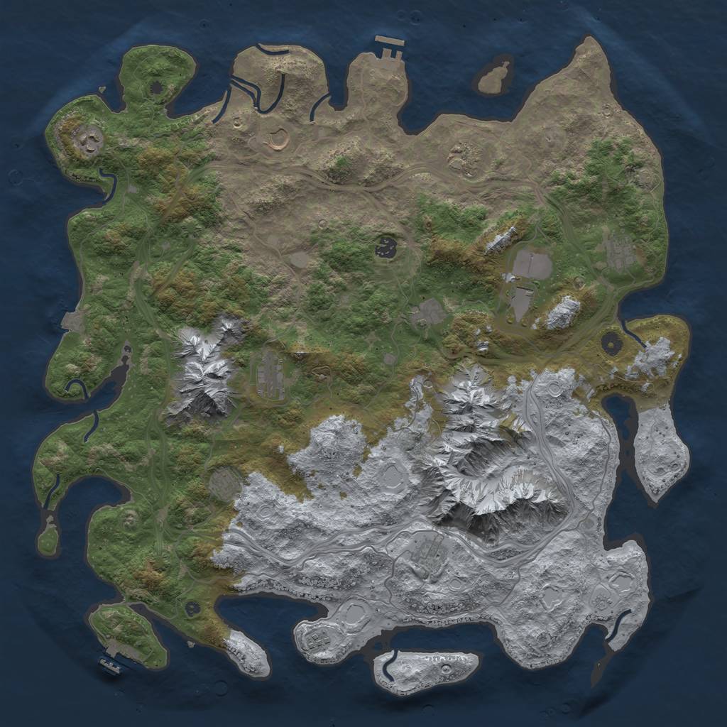 Rust Map: Procedural Map, Size: 5000, Seed: 35786747, 19 Monuments