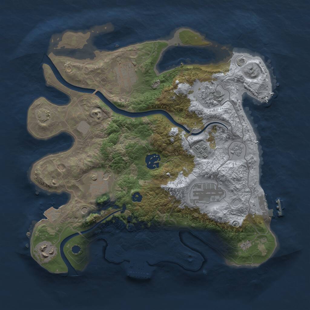 Rust Map: Procedural Map, Size: 3000, Seed: 34624, 13 Monuments