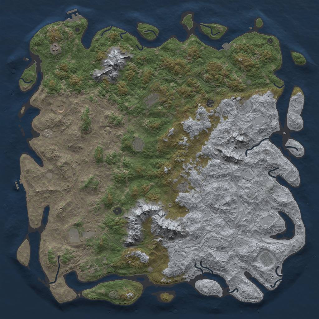 Rust Map: Procedural Map, Size: 6000, Seed: 25610, 19 Monuments