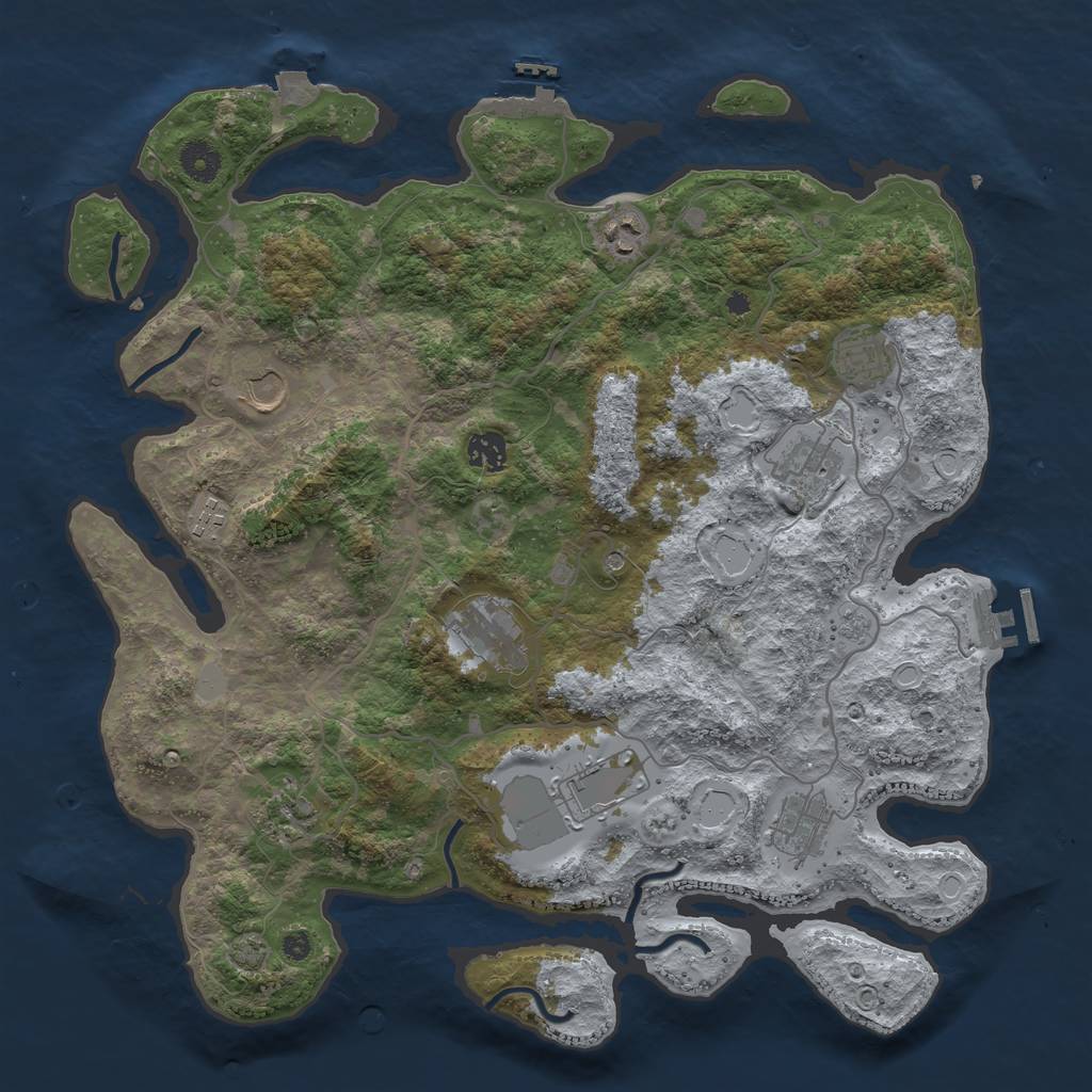 Rust Map: Procedural Map, Size: 4000, Seed: 65346, 18 Monuments